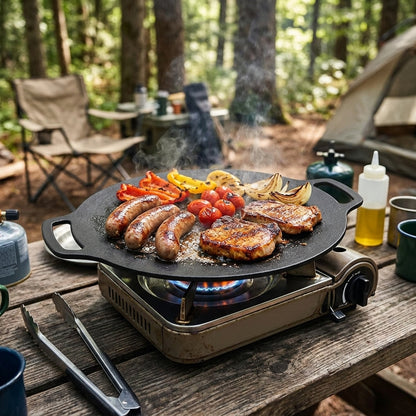 SARTLA™ Piastra da Cucina Antiaderente in Ghisa Griglia per Carne, Verdure e BBQ su Gas e Induzione