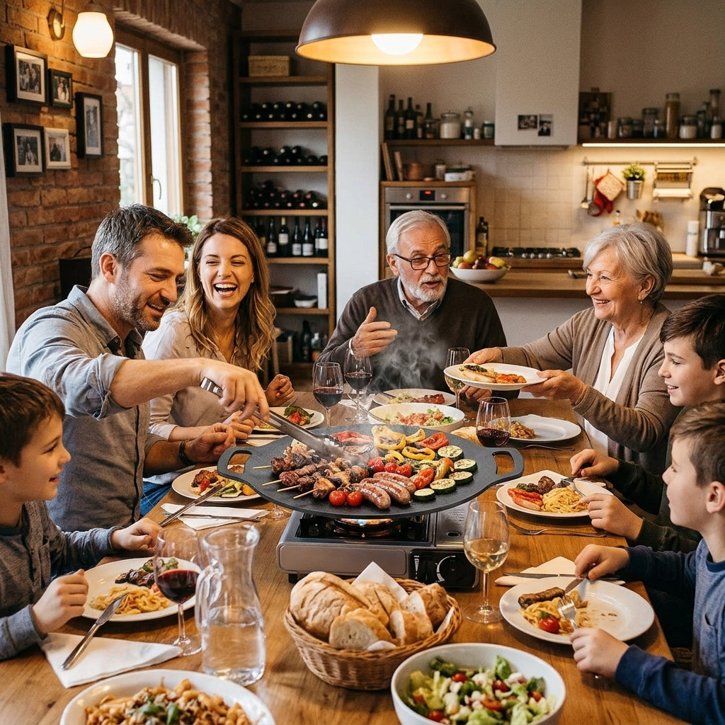 SARTLA™ Piastra da Cucina Antiaderente in Ghisa Griglia per Carne, Verdure e BBQ su Gas e Induzione