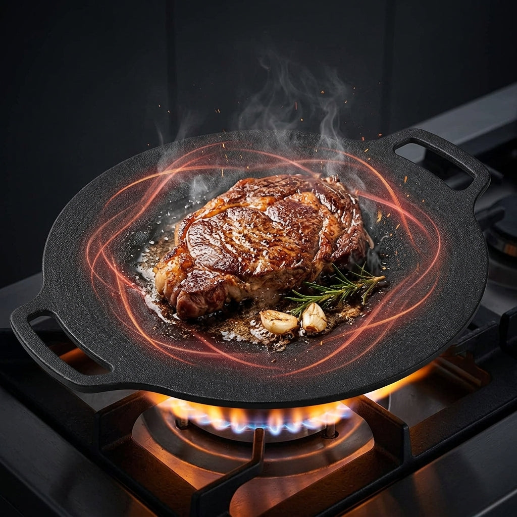 SARTLA™ Piastra da Cucina Antiaderente in Ghisa Griglia per Carne, Verdure e BBQ su Gas e Induzione
